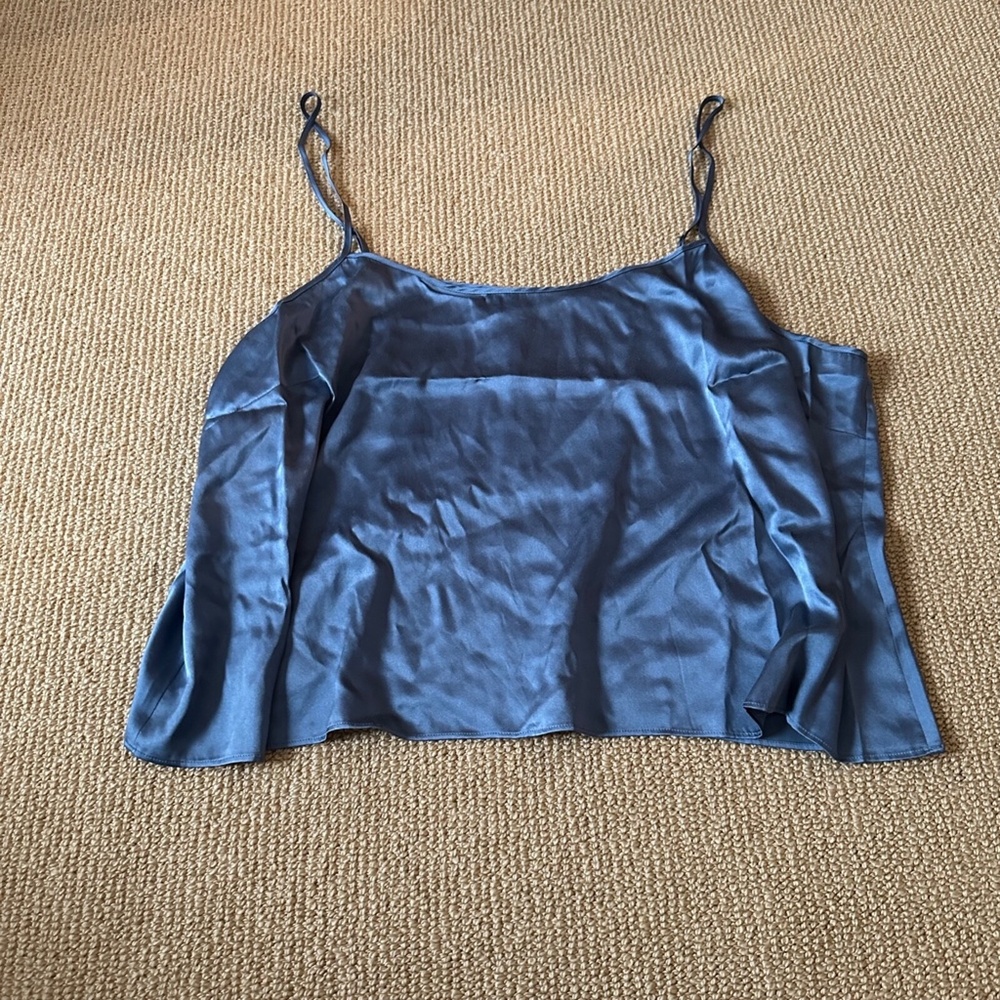 Skims Arctic Stretch Silk Crop Sleep Tank, Size 2X NWT